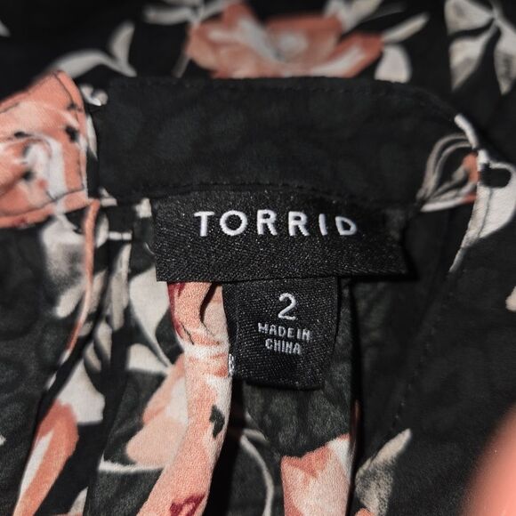 Torrid Womens Black Floral Animal Print Georgette Goddess Tank Top 2 2x - Picture 7 of 8